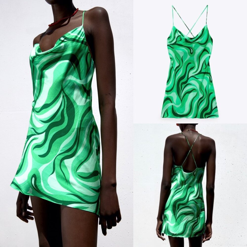 Zara Green Swirl Mini Dress
